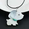 Pendant Necklaces Natural White Mother Of Pearl Inlay Abalone Seashell Cute Puppy Dog Necklace Chinese Zodiac Animal Dangle Choker Jewelry