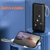 20000mah Power Bank inbyggd kabel bärbar laddare Externt batteripaket PowerBank 10000mAh för iPhone Xiaomi Samsung Huawei