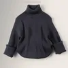 Zestawy jesienne zima chłopcy dziewczynki golfowe kaleki dzieci pullover top solidny kolor dzianin dzieci ubranie 231202