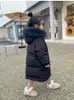 ダウンコート-30度の女の子はジャケットフェイクファーファーの首輪冬の子供ロングコートルーズジッパーキッズコットンパッド服XMP600231202