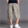 Shorts pour hommes 6XL Plus Taille Hommes 3/4 Cargo Summer Outdoor Coton Multi-poche Séchage rapide Lâche Léger Tactique Chasse