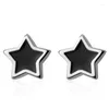 Boucles d'oreilles étoile minimaliste en argent Sterling 925 pour femmes, Simple, à vis, petite couleur noire, à la mode, cadeaux féminins, bijoux