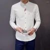 Мужские повседневные рубашки 2023, корейская хлопковая мягкая тонкая рубашка, облегающая роскошная спортивная одежда с длинными рукавами и лацканами, уличная одежда
