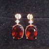 Dangle Earrings Natural Real Red Garnet Drop Earring Oval Style 925 Sterling Silver 6 8mm 1.5ct 2pcs Gemstone Fine Jewelry X231079