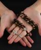 Hänge halsband CottvoBraided imitation tiger eye akrylpärlor kedja vår dammedalj Crucifix Cross Rosary Neckace Chaplet smycken