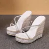 Slippers LIHUAMAO Summer Platform Wedges High Heels Slingback Transparent Sandals Women Espadrilles Shoes