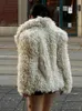 Womens Fur Faux Street Jacket Kvinnor Turtleneck långärmad lyxig fluffig kvinnlig kappa Vintermode Löst överdimensionerad dam outwear 231202
