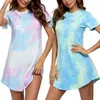 Casual Dresses Women's Tie-dye Printed Summer T Shirt Short Sleeve Swing Dress Lace Mother Of The Bride