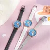 Relojes de pulsera Moda Redondo Cuarzo Astronauta Patrón Dial Relojes de pulsera casuales Correa de cuero Reloj de moda Reloj de pulsera impermeable para