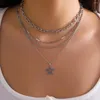 Pendant Necklaces IngeSight.Z 4pcs/set Punk Metal Star Flat Chain Necklace For Women Men Hip Hop Silver Color Cross Link Choker Neck