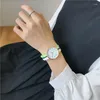 Armbanduhren Einfache Uhr Damen Mode Lässig Stoffgürtel Kontrastfarbene Nähte Uhren Damen Kleines Zifferblatt Quarz Wasserdichte Uhr