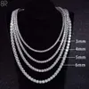 Chaîne de Tennis Moissanite 3Mm 4Mm 5Mm, livraison directe, collier glacé Sier VVS diamant hommes femmes, bijoux fins, Bracelet, vente en gros