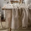 Table Runner Tablecloth Cotton and Linen tapete Rectangular for nappe de table Tassel Cover Tafelkleed mantel mesa 231202