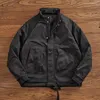 Men's Jackets Vintage Trend Cargo Bomber Jacket Quilted Inside Cotton Stand Collar Autumn And Winter Warm Coat