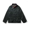 Herrjackor Oljevaxkontrast Lapel Collar Tactical Loose Trench Coats Double Breasted Classic Waterproof Multi Pocket Jacket