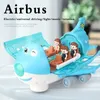 Modelo de avión para niños, luces LED, música, avión, juguetes para niños, simulación de inercia, modelo de avión ensamblado, juguete eléctrico, regalo de cumpleaños 231202