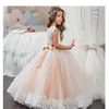 Girl Dresses Princess Ball Beauty Pageant First Communion Tulle Lace Sleeveless Bow Belt Flower Dress Kids Surprise Birthday Present