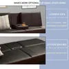LOKATSE HOME Futon Sofá cama moderno sofá de couro sintético conversível dobrável reclinável móveis para sala de estar com 2 porta-copos, preto