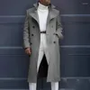 Vestes pour hommes Mode Blanc Long Trench Mélanges de laine Manteau de base Manteaux à double boutonnage Streetwear Party Veste ample