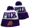 2023 Phoenix''Suns''Beanie Baseball Squadra nordamericana Toppa laterale Inverno Lana Sport Cappello lavorato a maglia Skull Caps Berretti a1