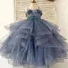Girl Dresses Flower Princess Decal Fluffy Tulle Custom Ball Gown Up Floor-length First Communion Birthday Activity