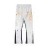 FASHIAON Letter Splashed Ink Printed Casual Pants Trendy Street Men's and Women's Loose Fitting Trend Color Matching Micro Flared Pants