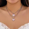Collier ras du cou à motif coréen Salircon, pendentif en forme de cœur en acrylique, Double couche, bijoux de charme pour femmes