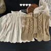 Vest jongen meisje kinderen gebreid vest uitgehold handgemaakte bal vest baby effen casual mouwloze tops gilet kind baby boot cut 231202