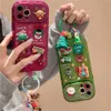 Süße koreanische Handyhülle Cartoon Weihnachten Elch Anhänger Box iPhone 15 14 13 11 Pro Max X XR Weihnachtsmann Schlüsselanhänger Soft Shock Cover 231104