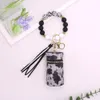 Crystal Chapstick Holder Cylinder Coin Purse Silicone Beads Bracelet Key Chain Coin Purse Rhinestone Keychain