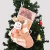 Crianças meias natal rosa decorações de árvore meia papai noel elk boneco de neve artesanal presentes engraçados 231202