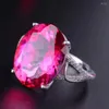 Anéis de Cluster Meibapj Real Natural Grande Topázio Rosa Gemstone Anel para Mulheres 925 Sterling Silver Fine Wedding Jewelry