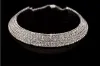 Bride Classic Rhinestone Crystal Choker Necklace Earrings Bracelet Jewelry Sets Wedding Accessories Bridal Jewelry