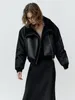 Kadın Trençkotları 2024 Kış Kış Sivan Deri Ceket Kadın Polar Sıcak Uzun Kollu Çift Taraflı Kürk Süet Palto Sonbahar Kadın Pamuk