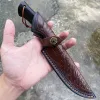 New Damascus Steel Drop Point Blade Ebony Handle Hunting Tactical Knife Outdoor Camping Self Defense Survival Military Tool