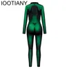 Kobiety Jumpsuits Rompers IoTiany Green Body Body 3d Print Seksowne kombinezony karnawał cosplay bodysit długa impreza wieczorna 231202