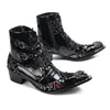 Botines de cuero hechos a mano para hombre, botas cortas negras y rojas con punta estrecha para hombre, para fiesta y boda/motocicleta