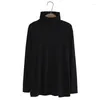 Женские свитера 2023, женские осенне-зимние топы больших размеров для женщин, черная блузка с большим длинным рукавом и высоким воротником 3XL 4XL 5XL 6XL
