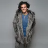 Casaco masculino de pele falsa wepbel com capuz de pelúcia fofo casaco de lã trincheira masculino inverno lazer quente tipo longo jaquetas 231202