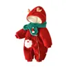 Rompers Winter Baby Boys Christmas Jumpsuit Hairy Plus Velvet Thick Hooded born Boys Rompers With Scarf Infant Boys Snowsuit 231202