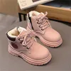 Fashion Kids Martin Boots Fashion Toddlers Baby enkel Boot Pu Leather Tide Children Winter Shoes Boys Girls Plus Velvet Sneakers