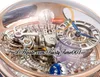 RMF AT800.40 Astronomia Tourbillon Relógio Mecânico Masculino Caixa em Ouro Rosa Pavimentada Baguette Diamantes Mostrador Esqueleto Pulseira de Couro Super Edição trustytime001Relógios