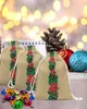 Juldekorationer Flower Plaid Retro Candy Bags Santa Gift Bag Home Party Decor Xmas Linen Packing Supplies