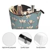 Cosmetische tassen Witte bloemen Trapeziumvormige draagbare make-up Dagelijkse opbergtas Etui voor reistoiletartikelen Sieraden