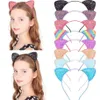 Bonito glitter crianças orelhas de gato argola de cabelo brilhante lantejoulas bandana para mulheres meninas festa de halloween decoração uso diário 12 cores
