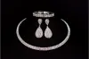 Bride Classic Rhinestone Crystal Cryker Necklace Orecchini Bracciale Set di gioielli da sposa Accessori per matrimoni