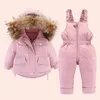 Down Coat Winter Down Jacket For Girl Clothes Kids Overalls Snowsuit Baby Boy Over Coat Toddler Year Clothing Set Parka Real Fur 231202