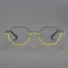 Solglasögonramar Pure Titanium Fashion Stylish Polygon Glasses Frame 046f män Kvinnor Designer Eyeglasses Myopia Presbyopia Anti-Blue Reading