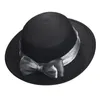 Boinas femininas chapéus vitorianos Vintage Bows Fedora Black