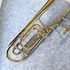 Professionele Bb-F # Tune Tenor Trombone Goudlak Nieuwe Bb Trombone Muziekinstrument Gratis Verzending